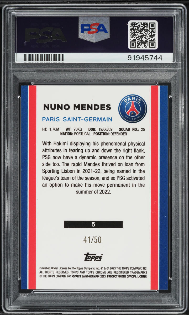 2024 Topps Chrome Paris Saint-Germain '22 Red Blue Ref. Nuno