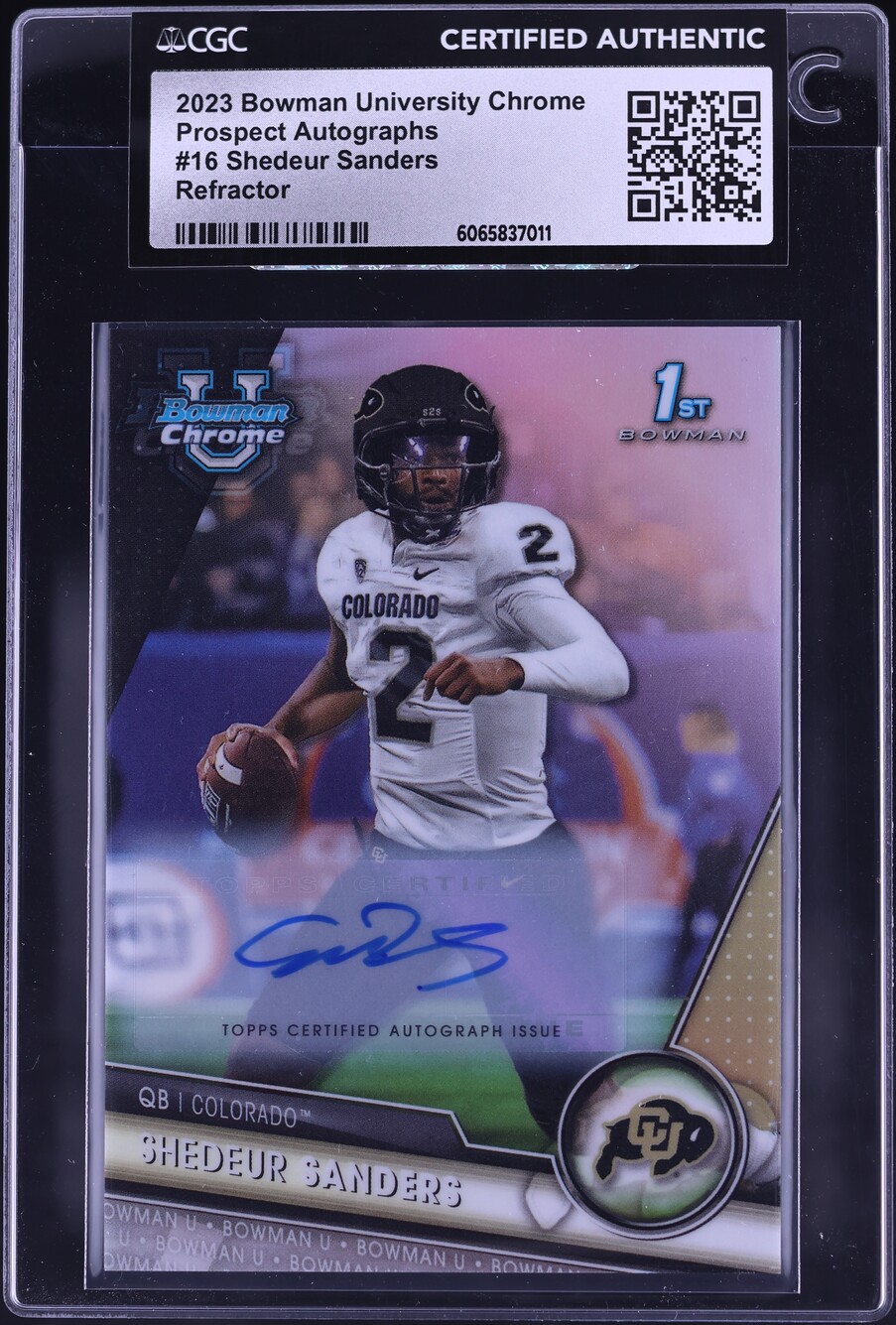 2023 Bowman Chrome University Refractor Shedeur Sanders RC AUTO /499 CGC AUTH