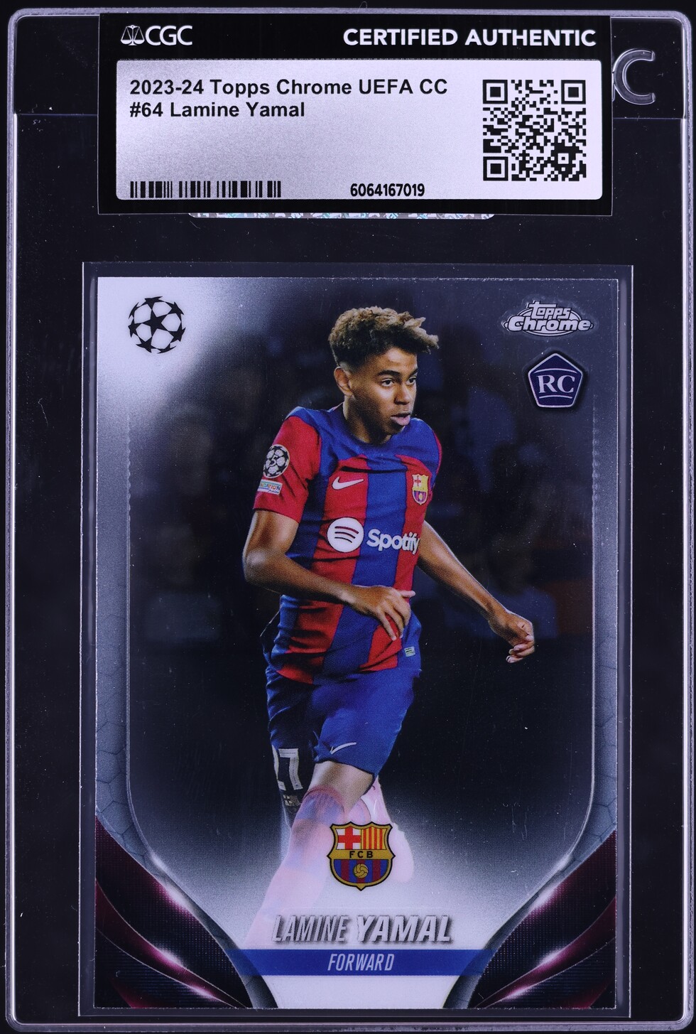 2023 Topps Chrome UEFA Club Competitions Lamine Yamal ROOKIE #64 CGC AUTH