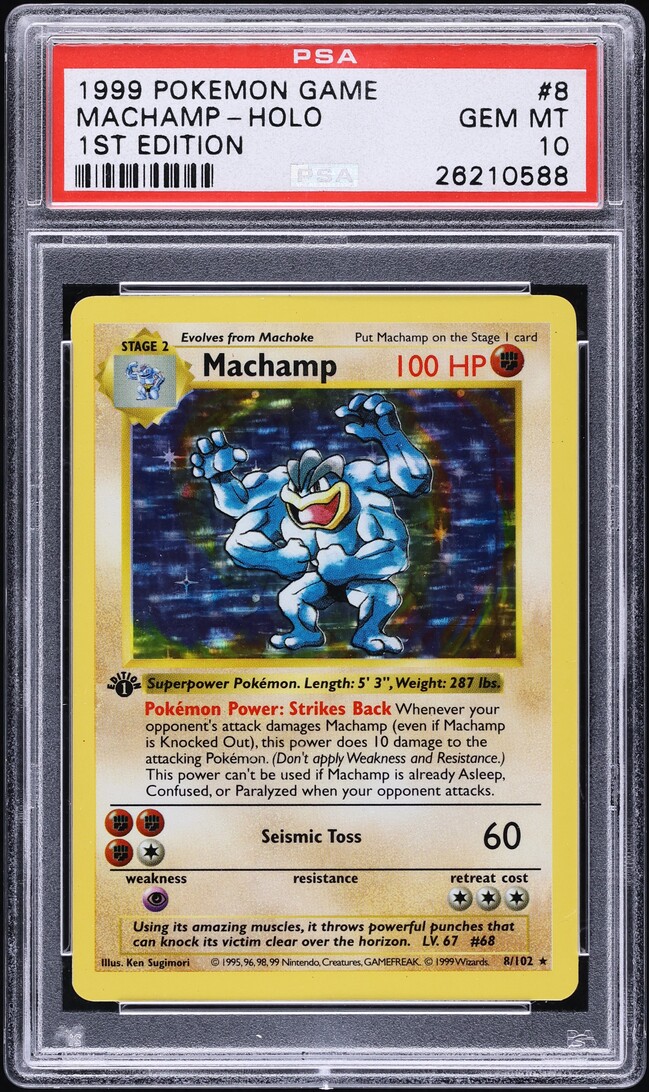 1999 Pokemon Base Set 1st Edition Holo Machamp #8 PSA 10 GEM MINT