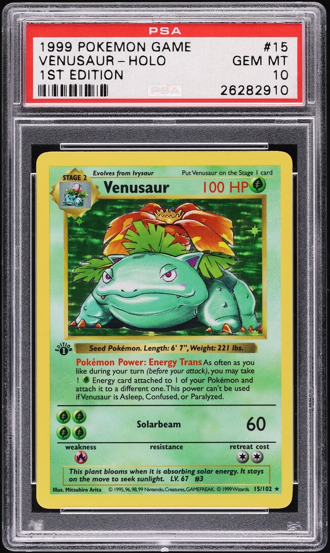 1999 Pokemon Base Set Shadowless 1st Edition Holo Venusaur #15 PSA