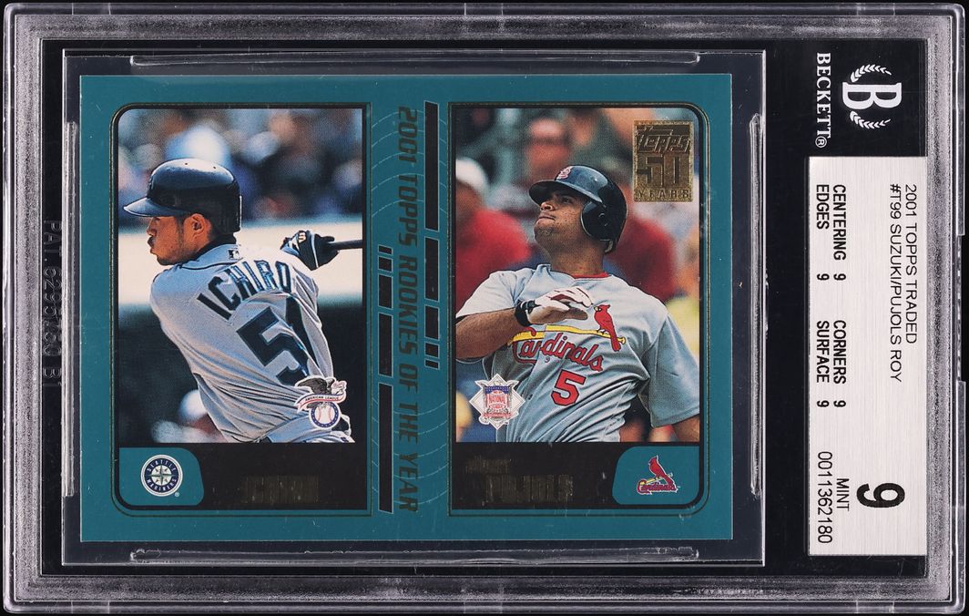 2001 Topps Traded Ichiro & Albert Pujols ROOKIE #T99 BAS BGS 9 MINT