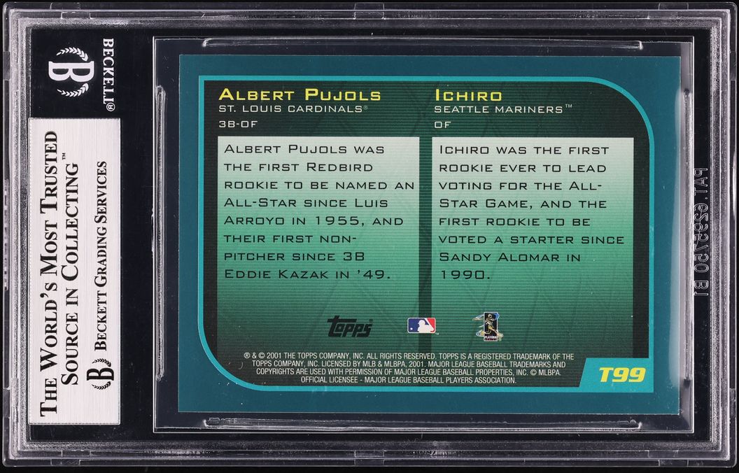 2001 Topps Traded Ichiro & Albert Pujols ROOKIE #T99 BAS BGS 9 MINT