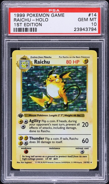 2001 Pokemon Japanese Expedition 1st Edition Holo Raichu #113 PSA