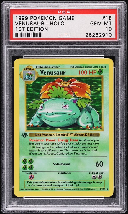 1999 Pokemon Base Set 1st Edition Venusaur 15/102 - Holo - Shadowless - BECK3 | Ozzie Collectables