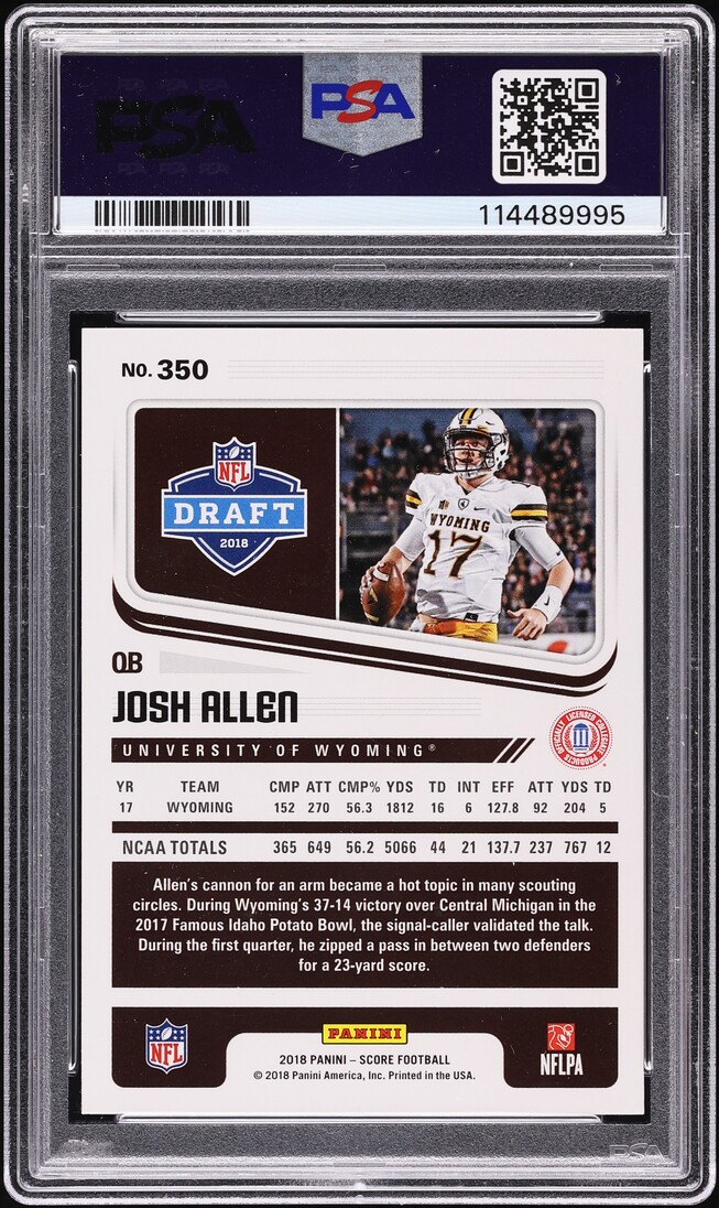 2018 Score Football Josh Allen ROOKIE #350 PSA 10 GEM MINT
