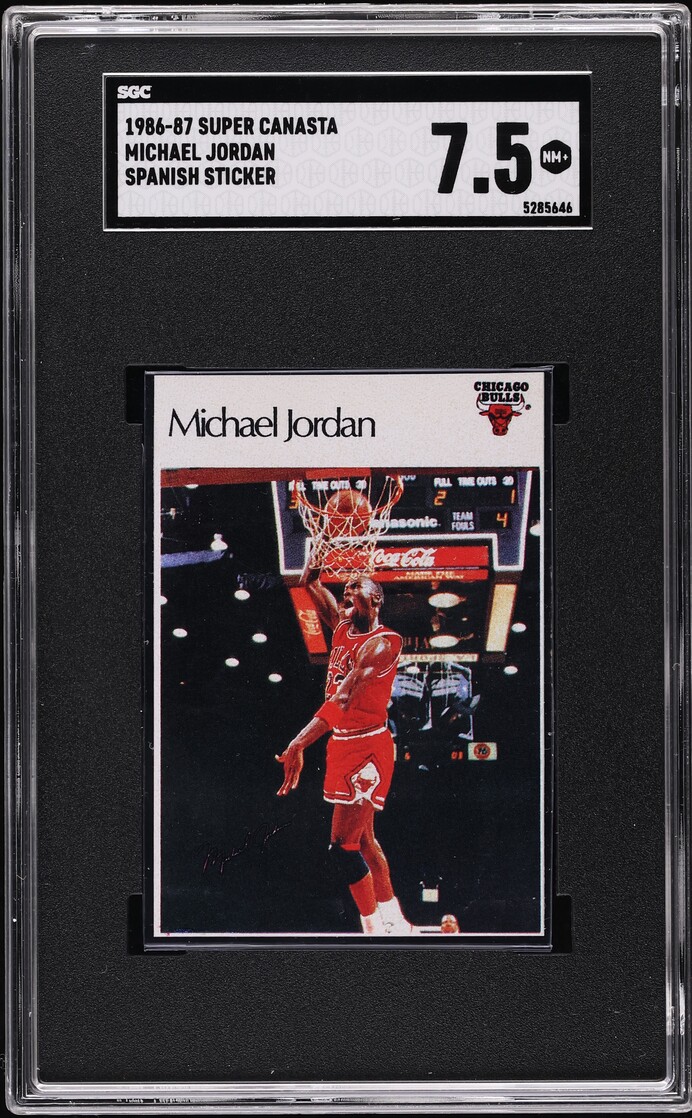 1986 Super Canasta Spanish Sticker Michael Jordan ROOKIE SGC 7.5 NRMT+