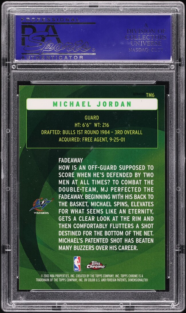 2002 Topps Chrome The Move Refractor Michael Jordan #TM6 PSA 10 GEM MINT