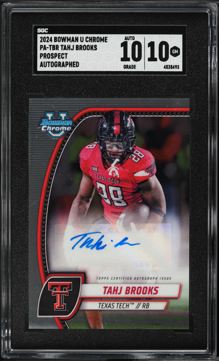2024 Bowman Chrome University Tahj Brooks ROOKIE AUTO #PA-TBR SGC 10 GEM MINT
