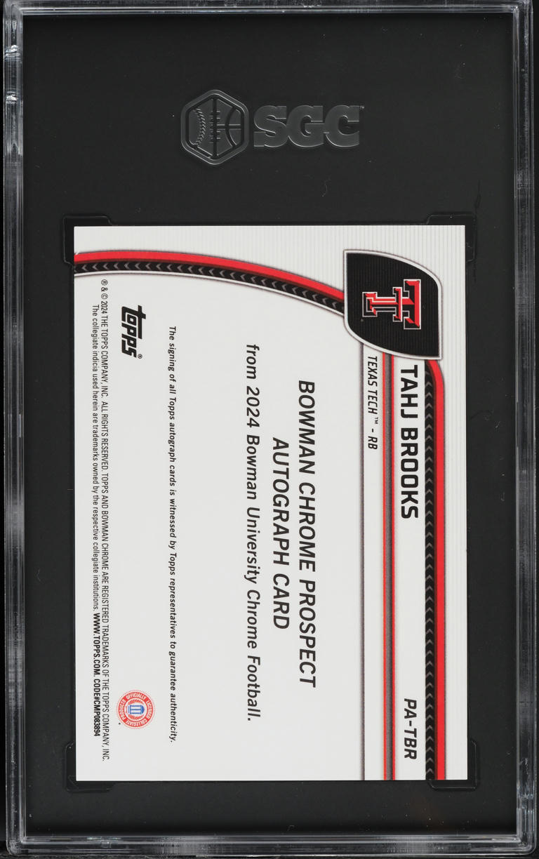 2024 Bowman Chrome University Tahj Brooks ROOKIE AUTO #PA-TBR SGC 10 GEM MINT