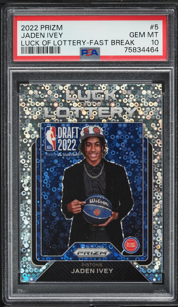 2022 Panini Prizm Luck Of The Lottery Fast Break Jaden Ivey ROOKIE #5 PSA 10 GEM