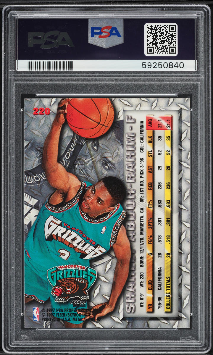 1996 Metal Basketball Shareef Abdur-Rahim #220 PSA 9 MINT