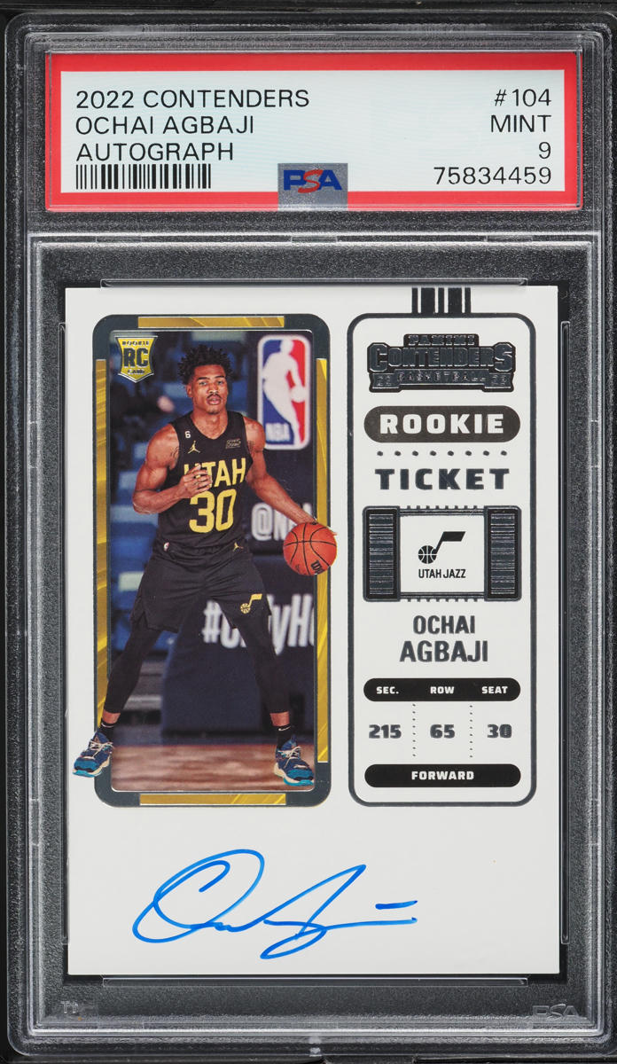 2022 Panini Contenders Ochai Agbaji ROOKIE AUTO #104 PSA 9 MINT