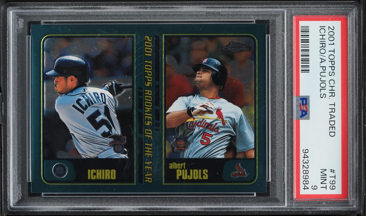2001 Topps Chrome Traded Ichiro & Albert Pujols ROOKIE #T99 PSA 9 MINT