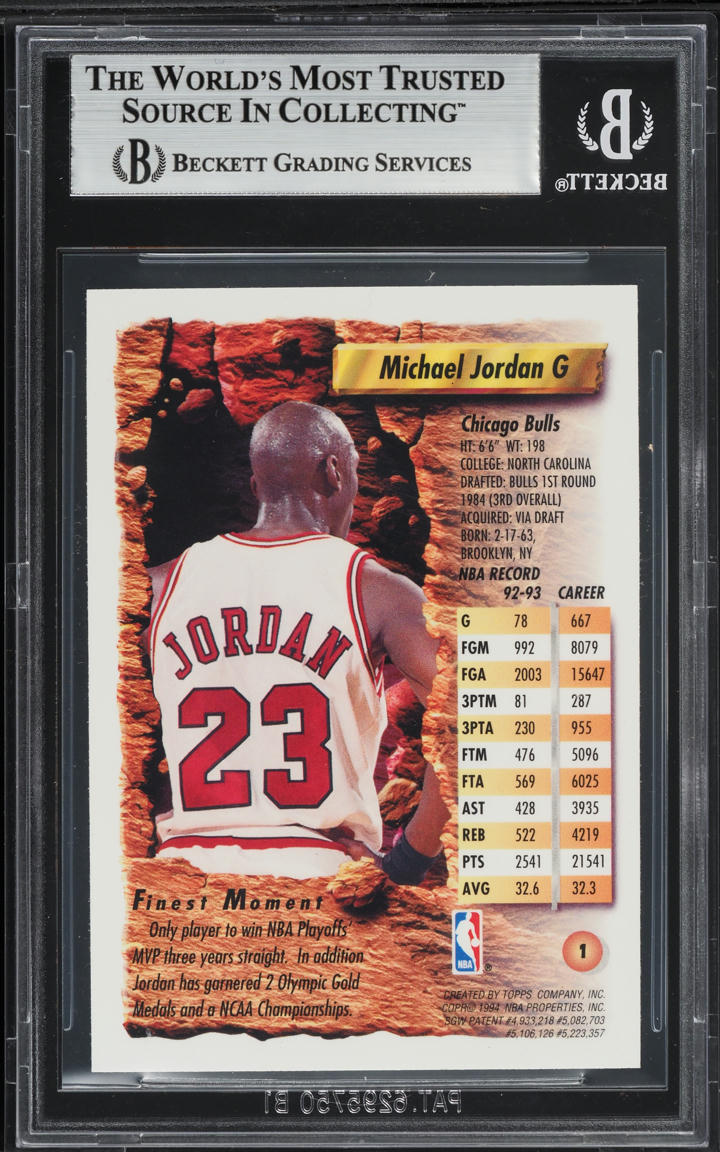 1993 Finest Basketball Michael Jordan #1 BGS 7 NRMT