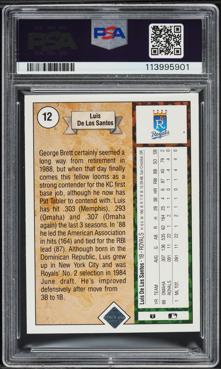 1989 Upper Deck Luis De Los Santos ROOKIE #12 PSA 8 NM-MT