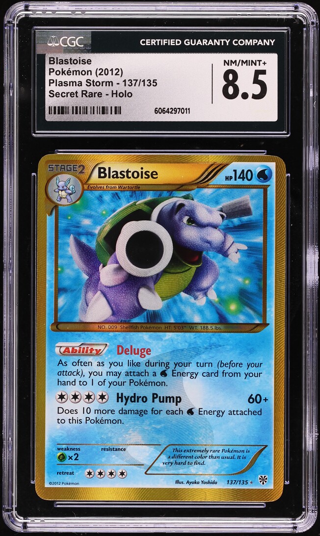 2012 Pokemon XY Plasma Storm Hyper Rare Blastoise #137 CGC 8.5 NM-MT+ on Fanatics Collect 2012 Pokemon XY Plasma Storm Hyper Rare Blastoise #137 CGC 8.5 NM-MT+ on Fanatics Collect