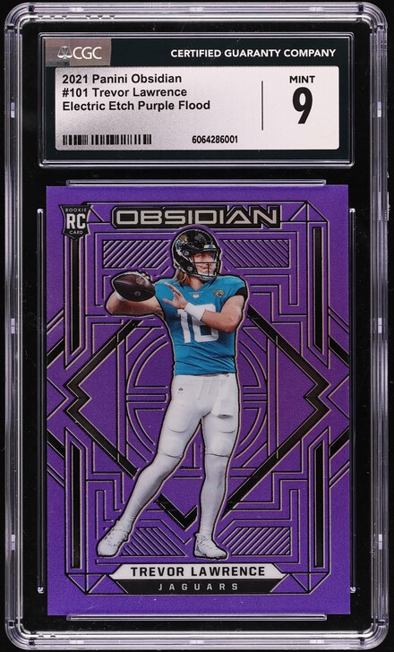 2021 Panini Obsidian Electric Etch Purple Flood Trevor Lawrence