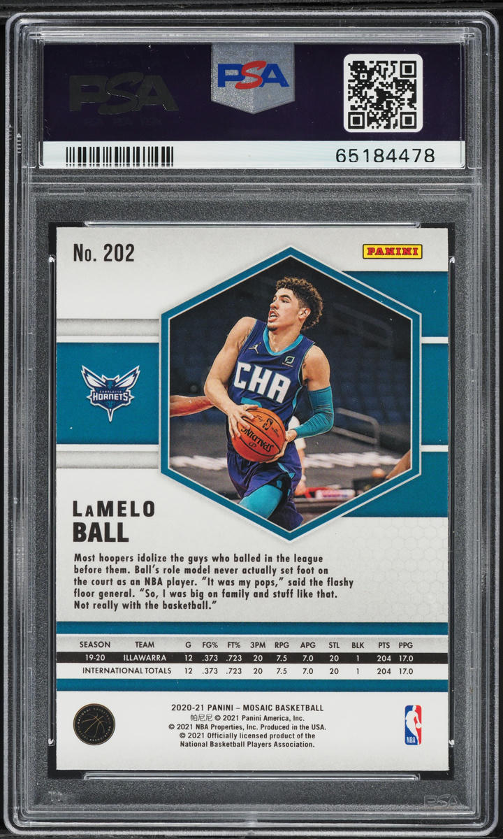 2020 Panini Mosaic LaMelo Ball ROOKIE #202 PSA 10 GEM MINT