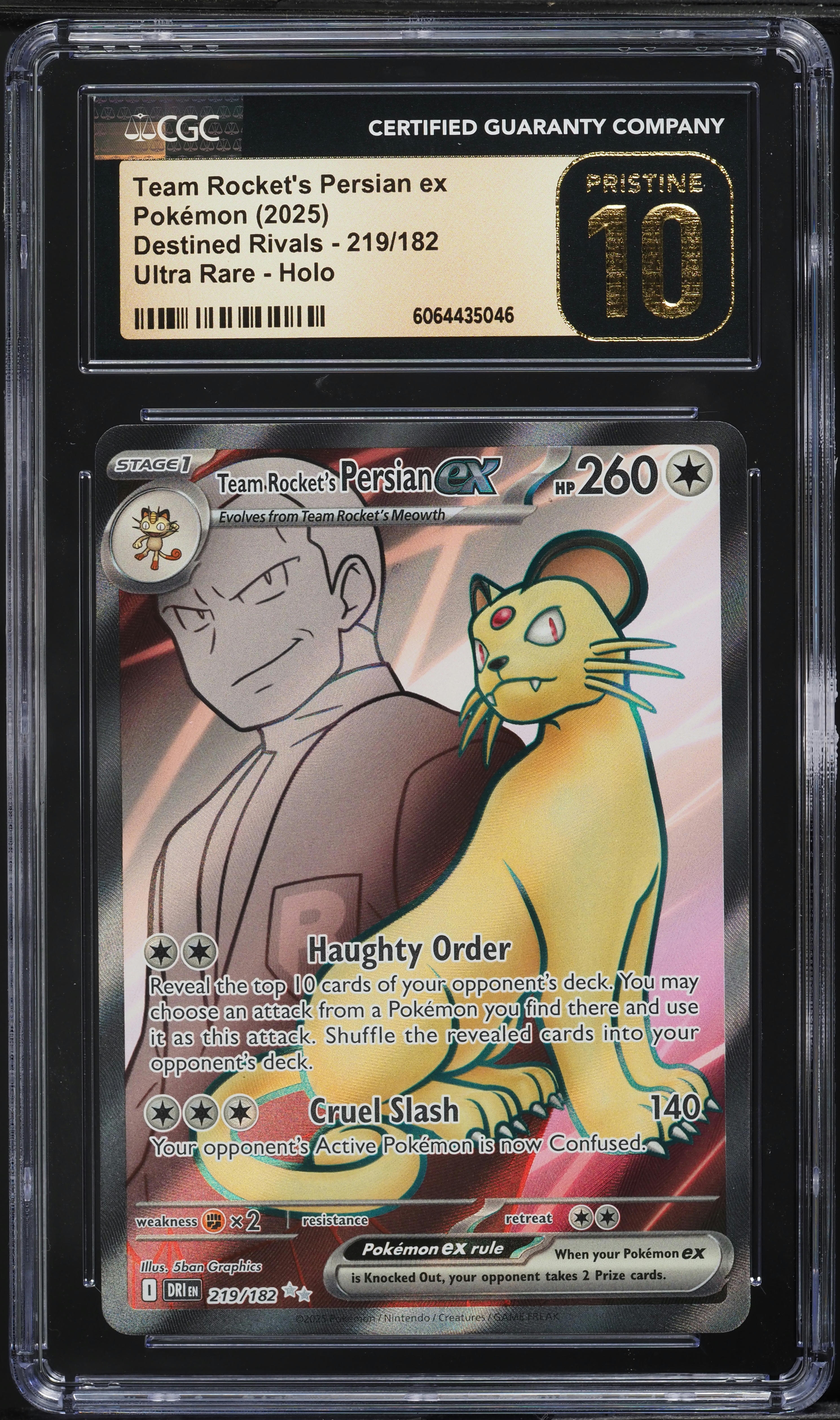 2025 Pokemon SV Destined Rivals Full Art Team Rocket's Persian ex #219 CGC 10 on Fanatics Collect 2025 Pokemon SV Destined Rivals Full Art Team Rocket's Persian ex #219 CGC 10 on Fanatics Collect