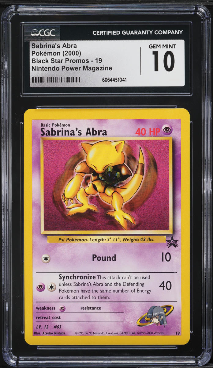 2000 Pokemon Black Star Promo Nintendo Power Magazine Sabrina's Abra #19 CGC 10