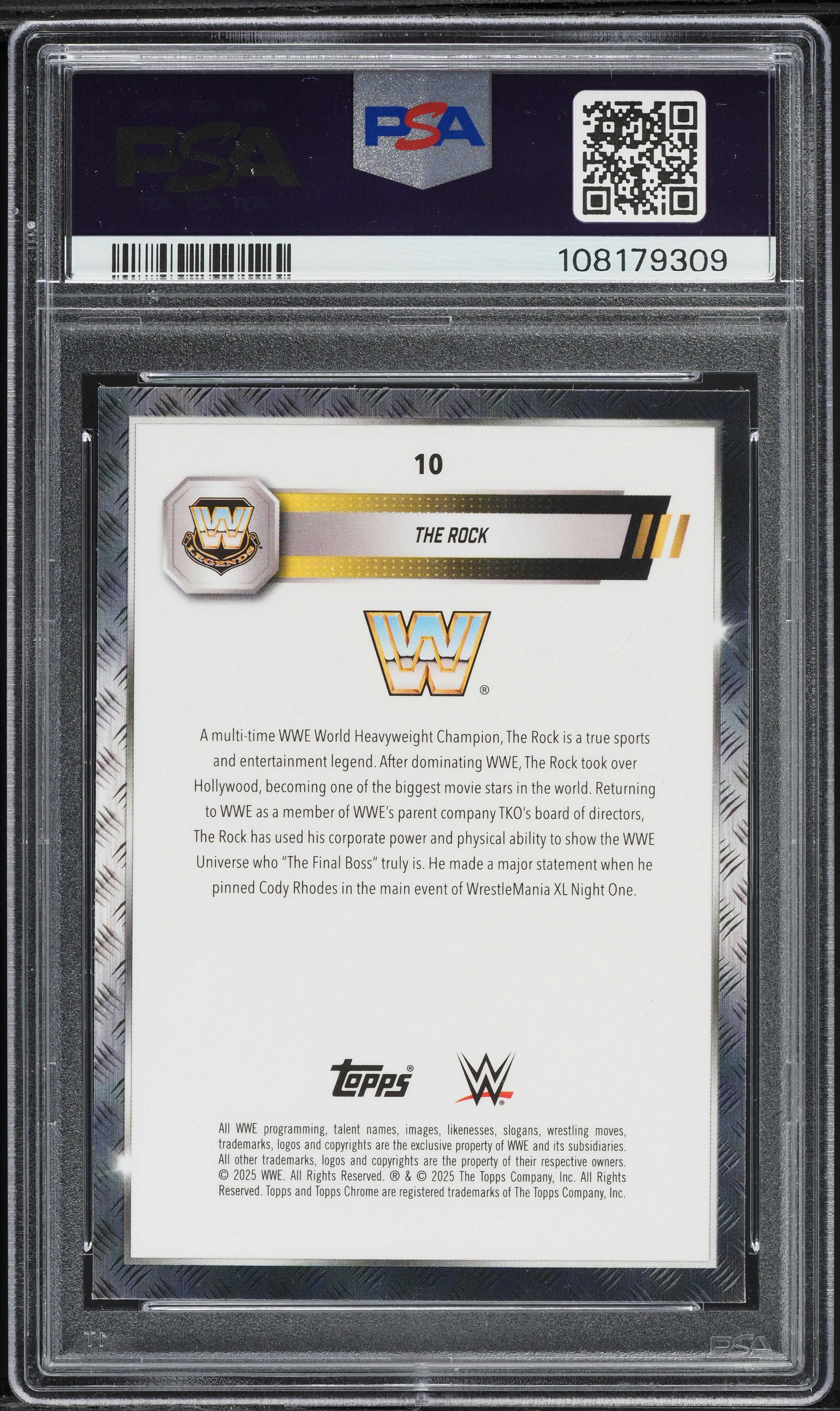 2025 Topps Chrome WWE The Rock #10 PSA 9 MINT on Fanatics Collect
