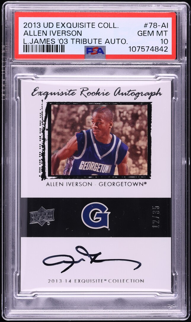 2013 Exquisite Collection LeBron James '03 Tribute Allen Iverson AUTO /35 PSA 10