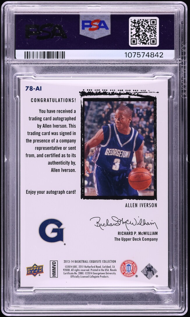 2013 Exquisite Collection LeBron James '03 Tribute Allen Iverson AUTO /35 PSA 10