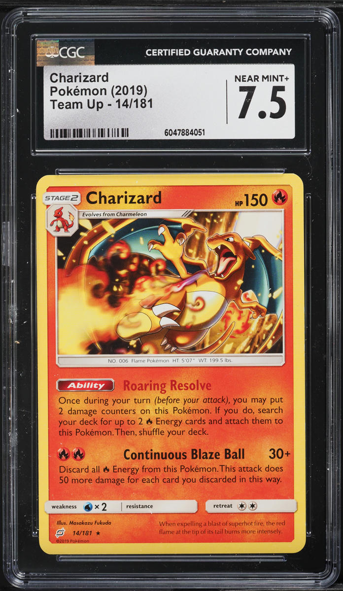 2019 Pokemon Sun & Moon Team Up Charizard #14 CGC 7.5 NRMT+