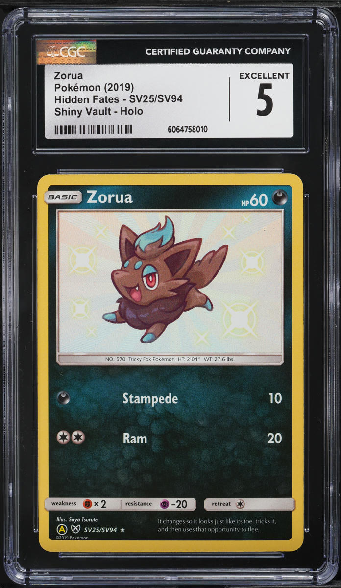 shiny zorua pokemon card 2019 Pokemon Sun & Moon Hidden Fates Shiny Zorua #SV25 CGC 5 EX