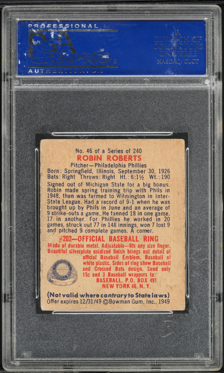 1949 Bowman Robin Roberts ROOKIE #46 PSA 4 VGEX