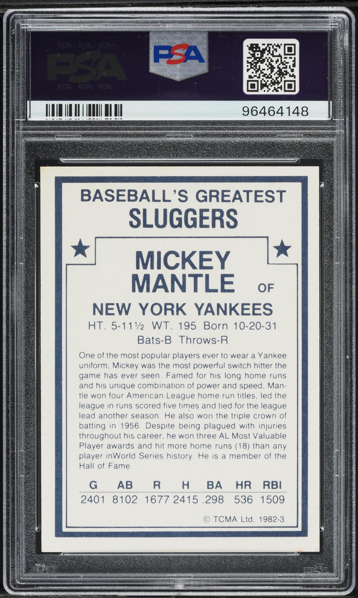 1982 TCMA Baseball's Greatest Sluggers Mickey Mantle AUTO DNA 10