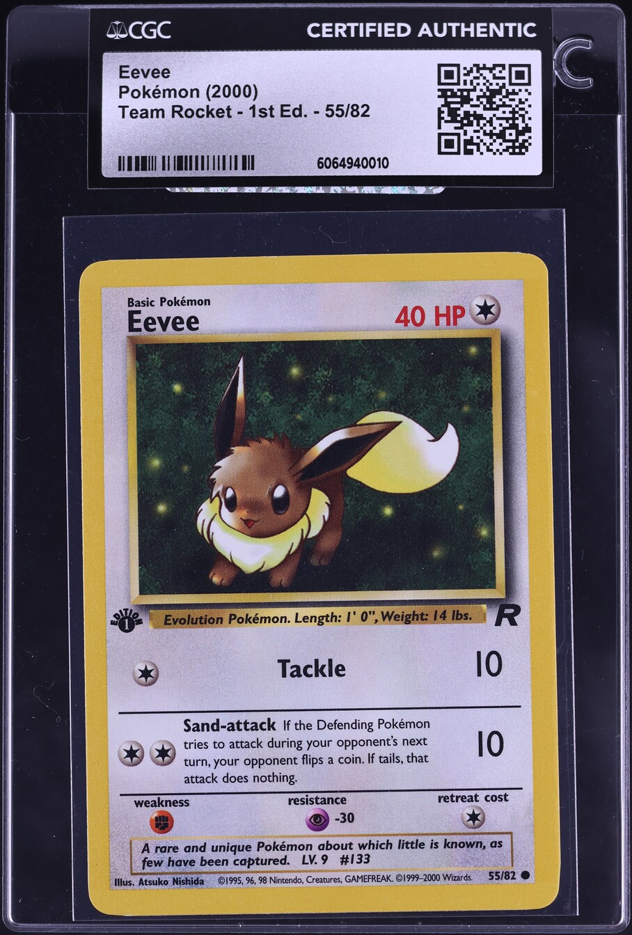 2000 Pokemon Team Rocket 1st Edition Eevee #55 CGC AUTH