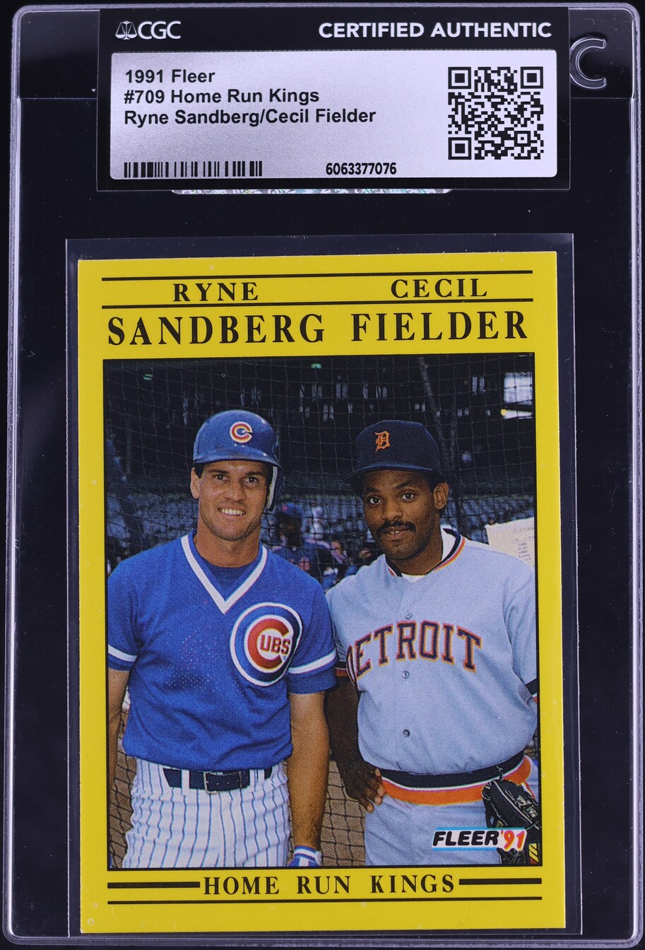 1991 Fleer Home Run Kings Ryne Sandberg Cecil Fielder #709 CGC AUTH