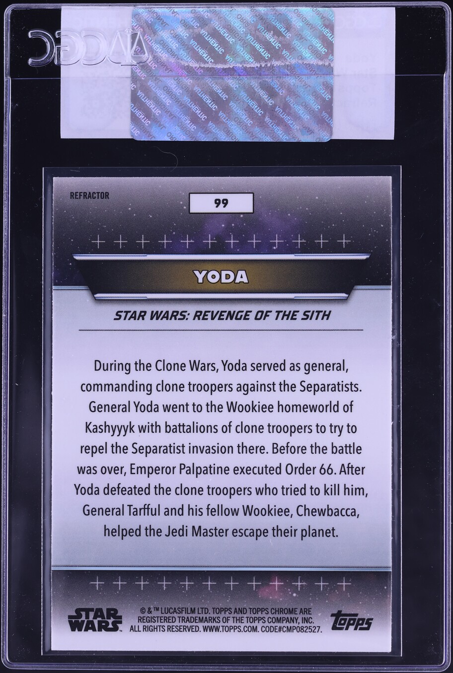 2025 Topps Star Wars: Hyperspace Refractor Yoda #99 CGC AUTH on