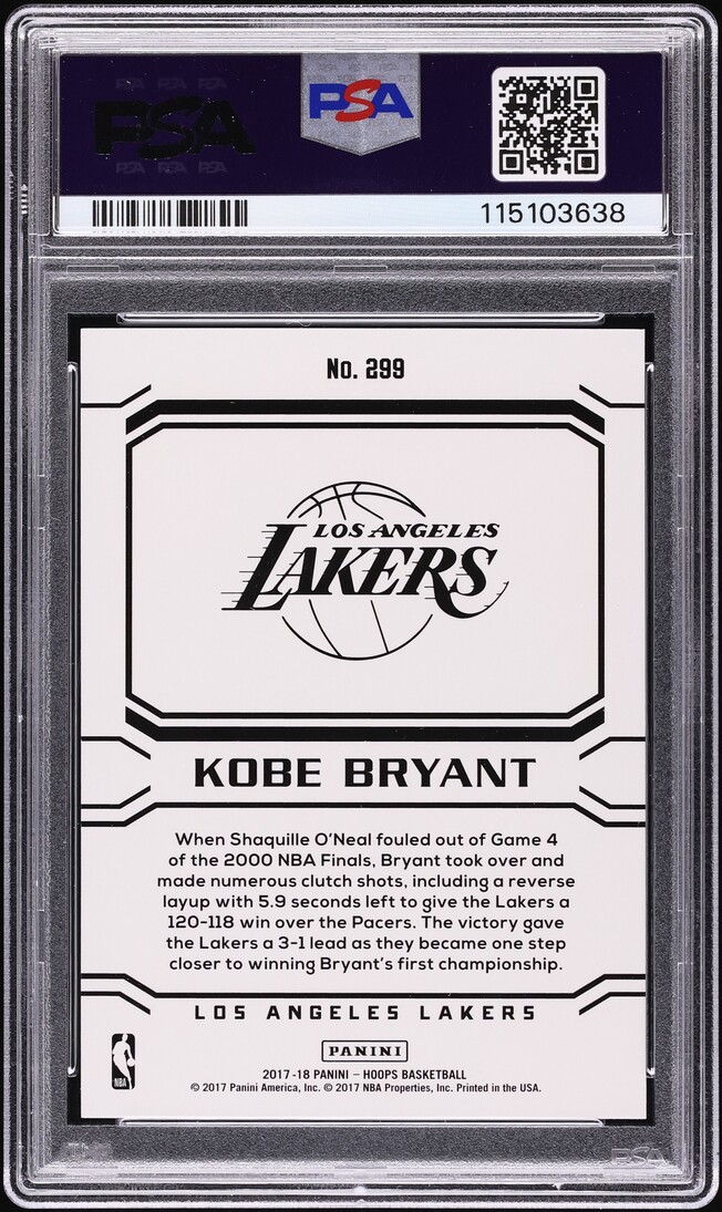 2017 Hoops Kobe Bryant #299 PSA 9 MINT