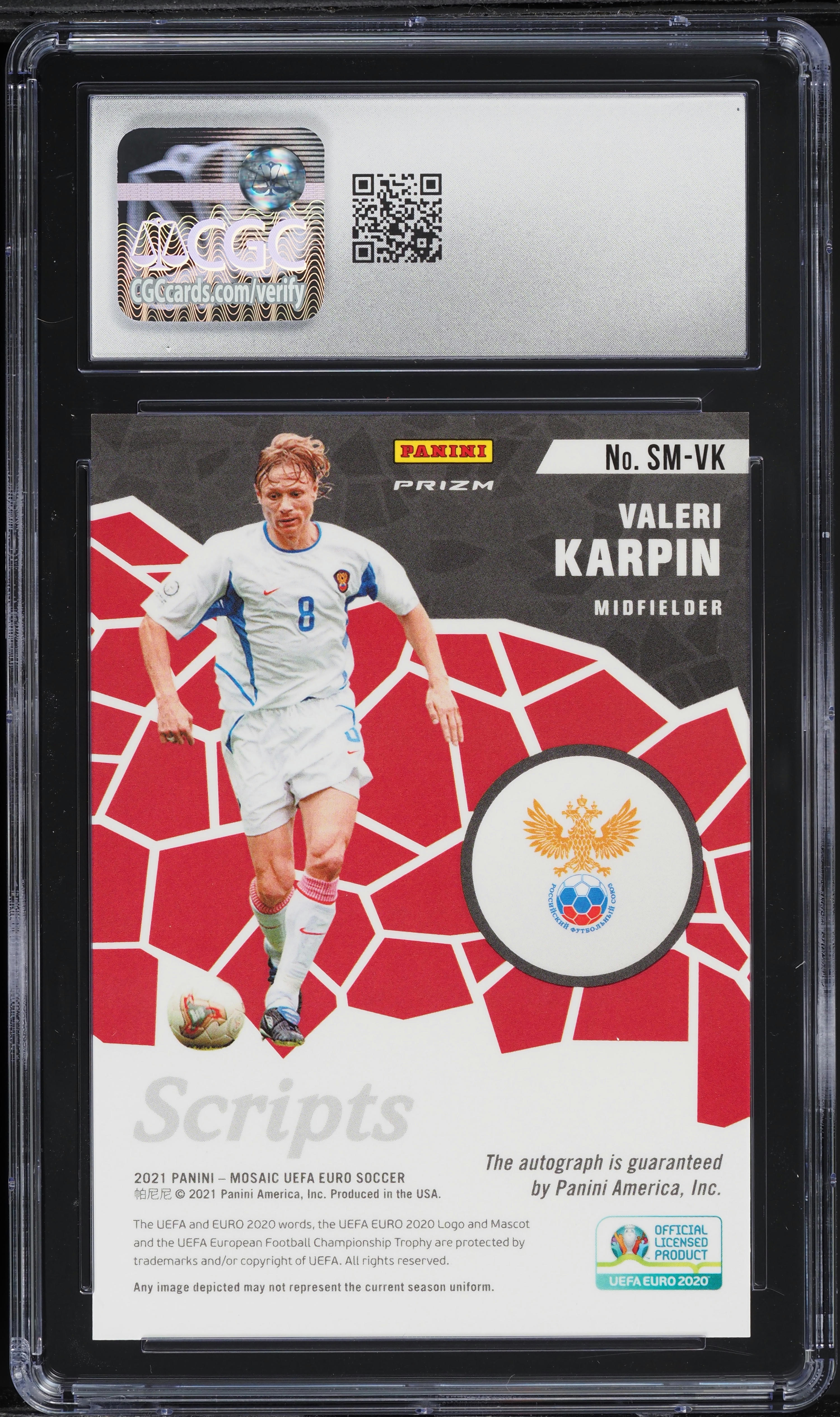 2021 Panini Mosaic UEFA Euro '20 Scripts Green Valeri Karpin AUTO