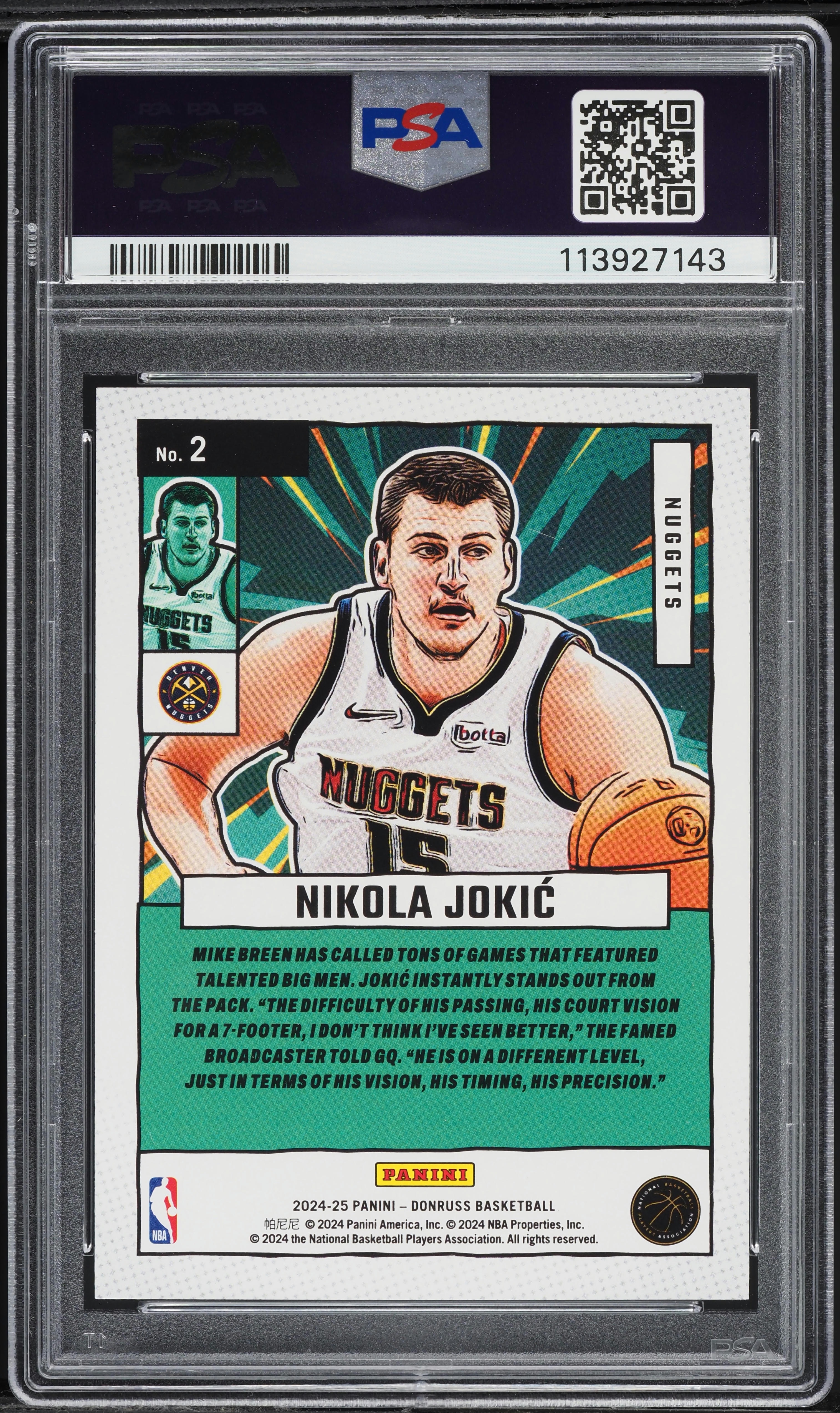2024 Donruss Net Marvels Diamond Nikola Jokic #2 PSA 9 MINT on
