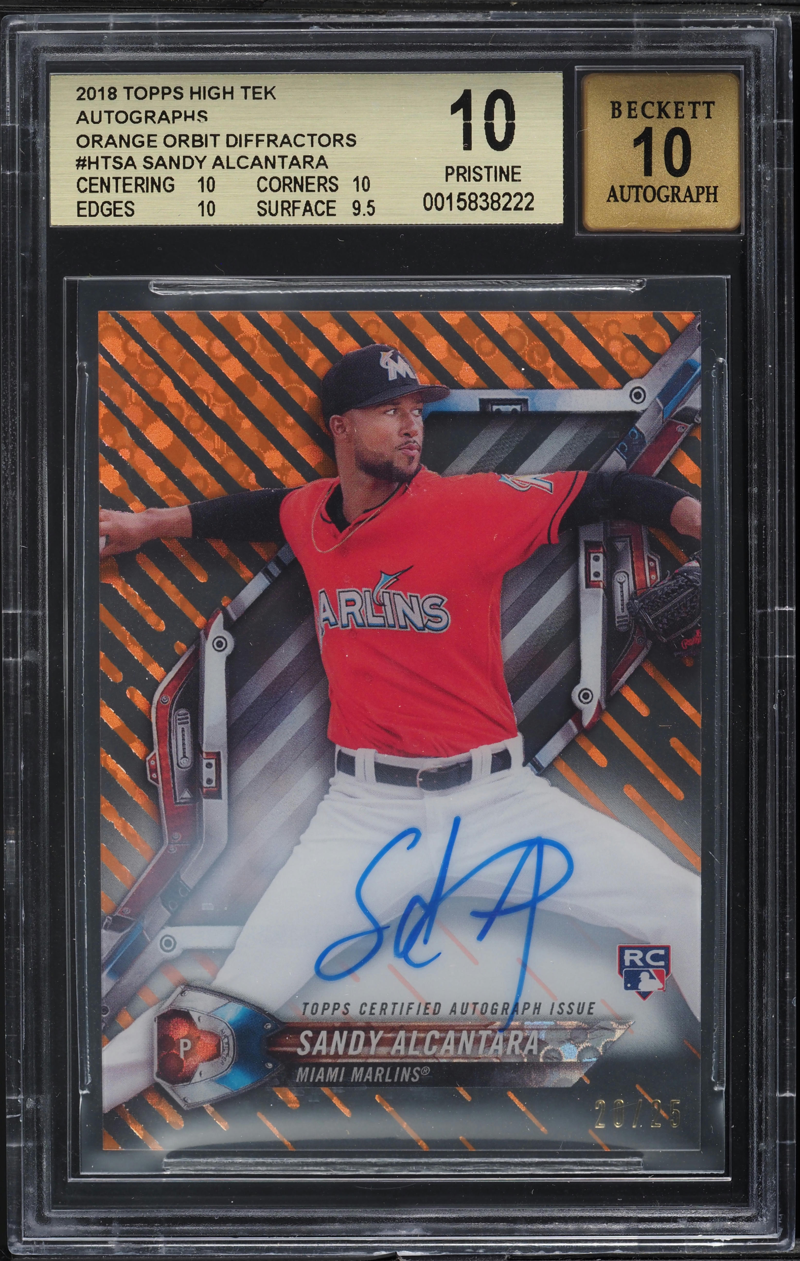 2018 Topps High Tek Orange Orbit Diffractor Sandy Alcantara RC