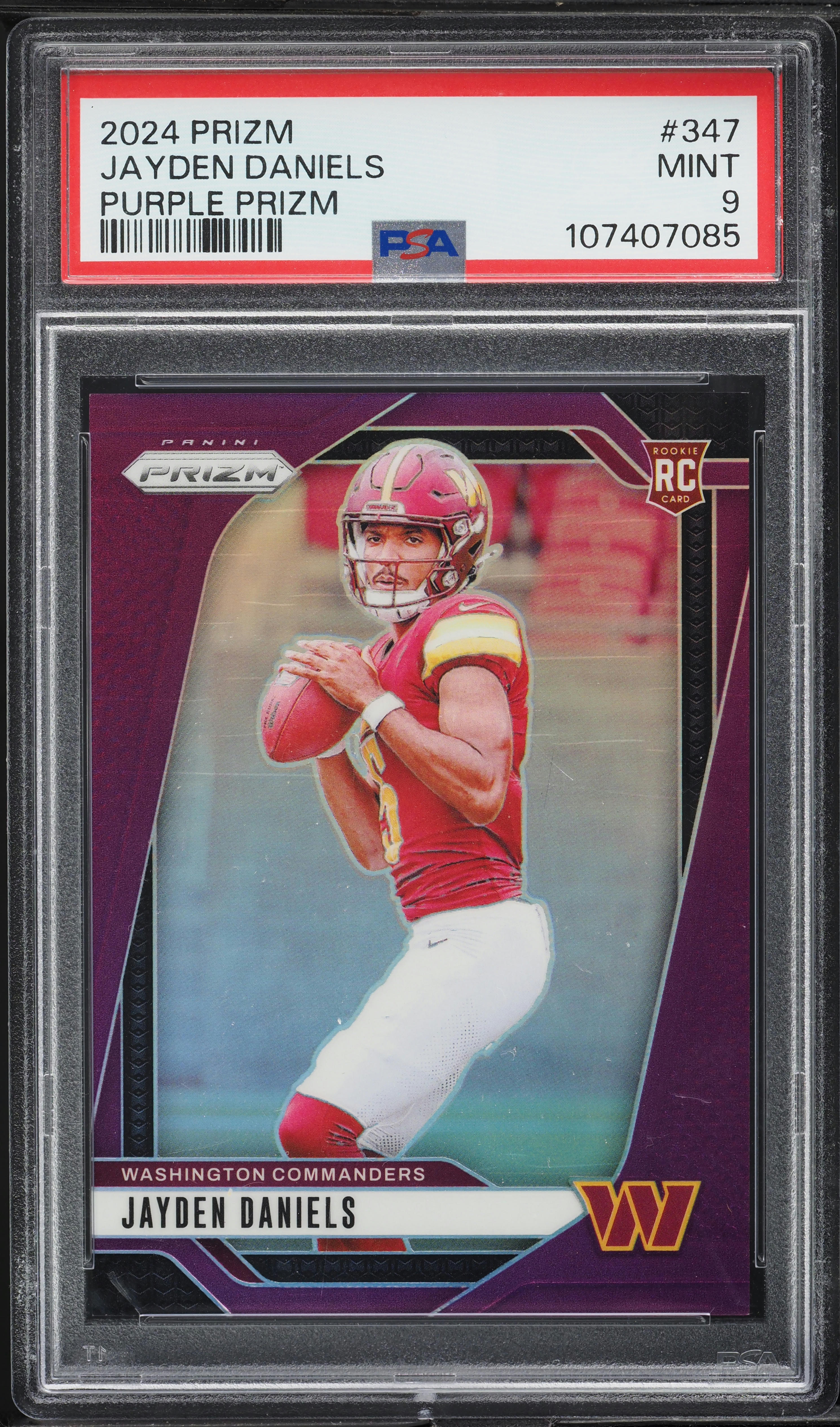 2024 Panini Prizm Purple Jayden Daniels ROOKIE /125 #347 PSA 9