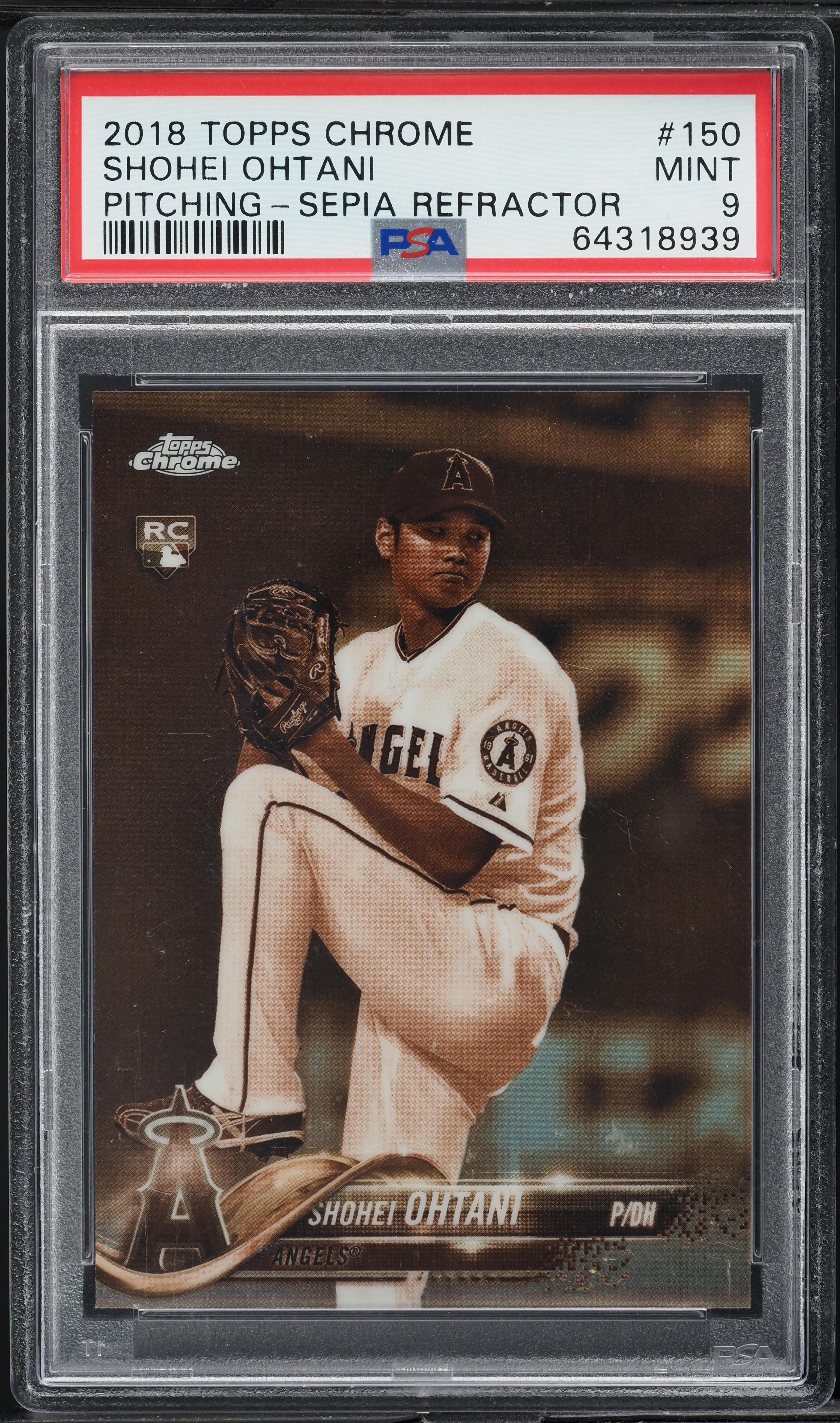 2018 Topps Chrome Sepia Refractor Shohei Ohtani ROOKIE #150 PSA 9