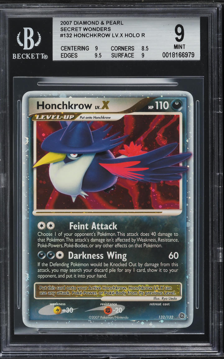 honchkrow pokemon card 2007 Diamond & Pearl Secret Wonders Holo Lv.X #132 BGS 9 on Fanatics Collect Pokémon Hit Points130 HP Form Honchkrow V - Star Birth