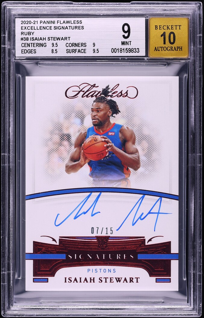 2020 Panini Flawless Excellence Ruby Isaiah Stewart ROOKIE AUTO /15 #AUT-IST BGS 9 MINT
