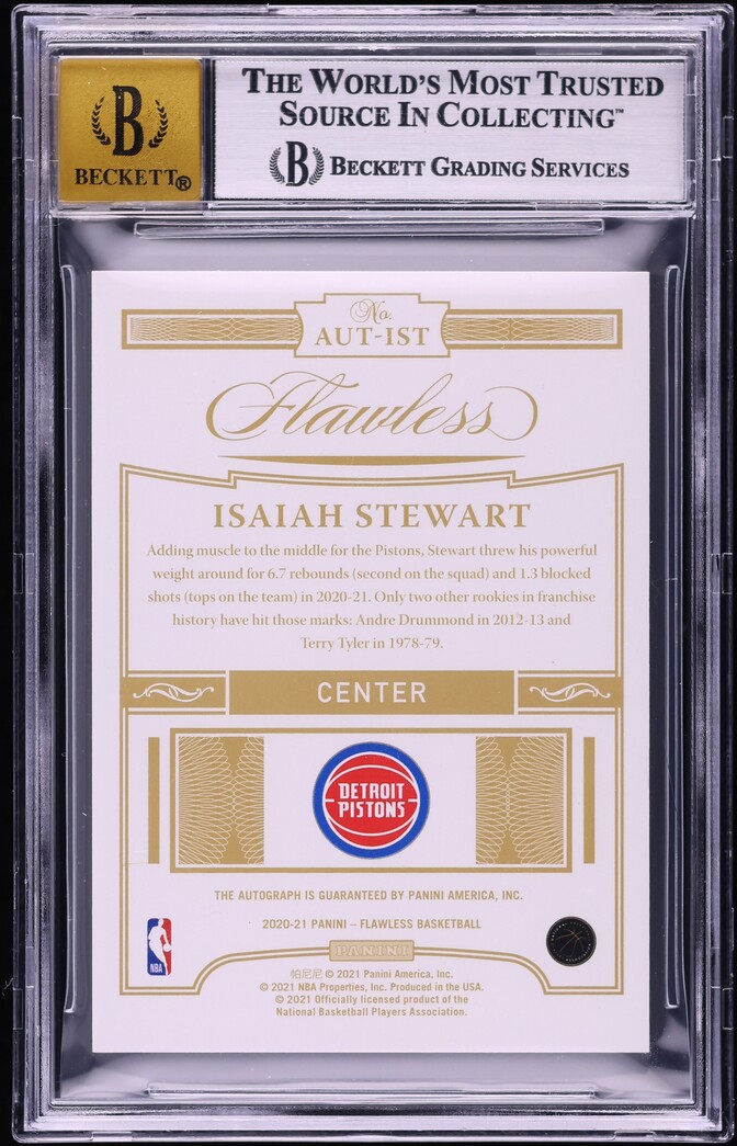 2020 Panini Flawless Excellence Ruby Isaiah Stewart ROOKIE AUTO /15 #AUT-IST BGS 9 MINT