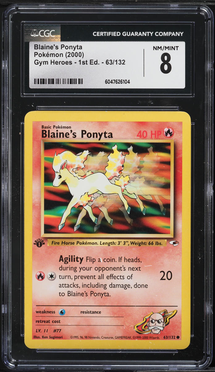 2000 Pokemon Gym Heroes 1st Edition Blaine's Ponyta #63 CGC 8 NM-MT
