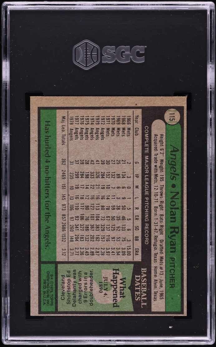 1979 Topps Nolan Ryan #115 SGC 9 MINT