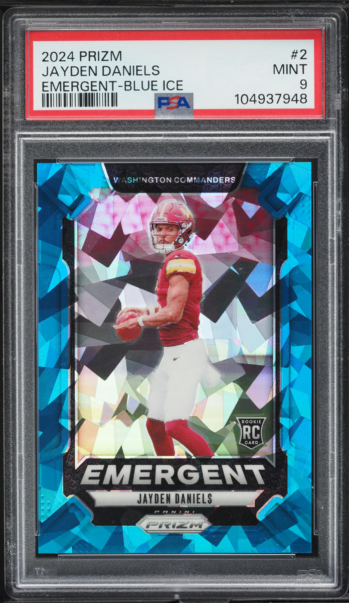 2024 Panini Prizm Emergent Blue Ice Jayden Daniels ROOKIE /99 #2 PSA 9 MINT