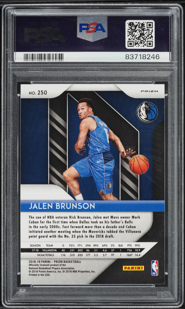 2018 Panini Prizm Red White Blue Jalen Brunson ROOKIE #250 PSA 10 GEM MINT