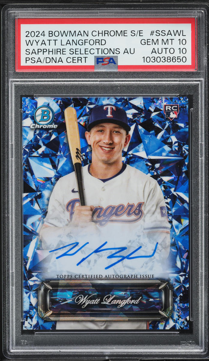 2024 Bowman Chrome Sapphire Selections Wyatt Langford RC AUTO DNA 10 PSA 10 GEM