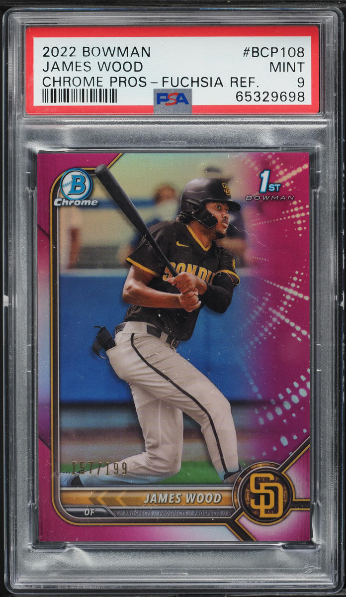 2022 Bowman Chrome Prospects Fuchsia Refractor James Wood /199 #BCP108 PSA 9